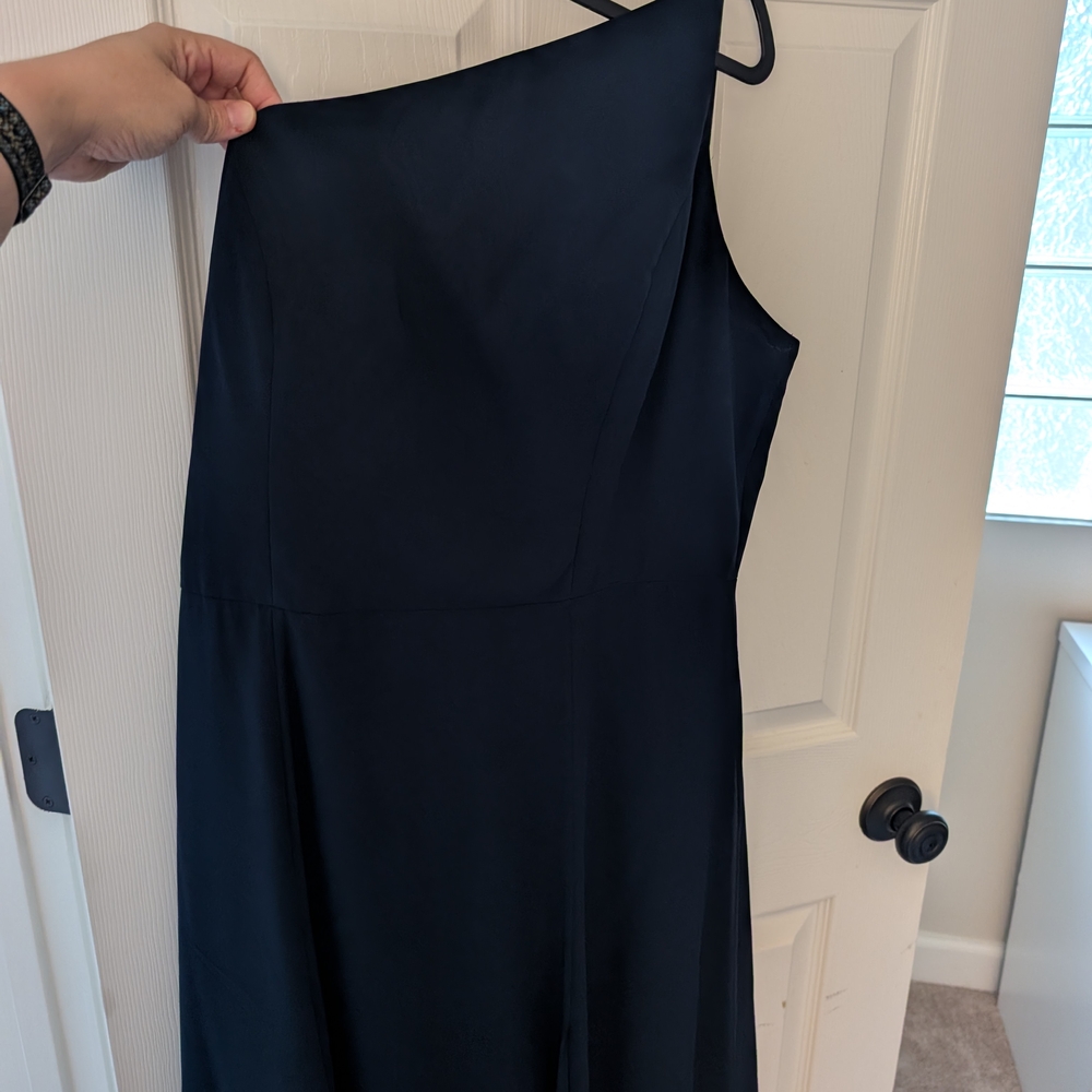 Jenny Yoo Navy Asymmetrical One-Shoulder Cocktail Dress - Picture 4 of 5